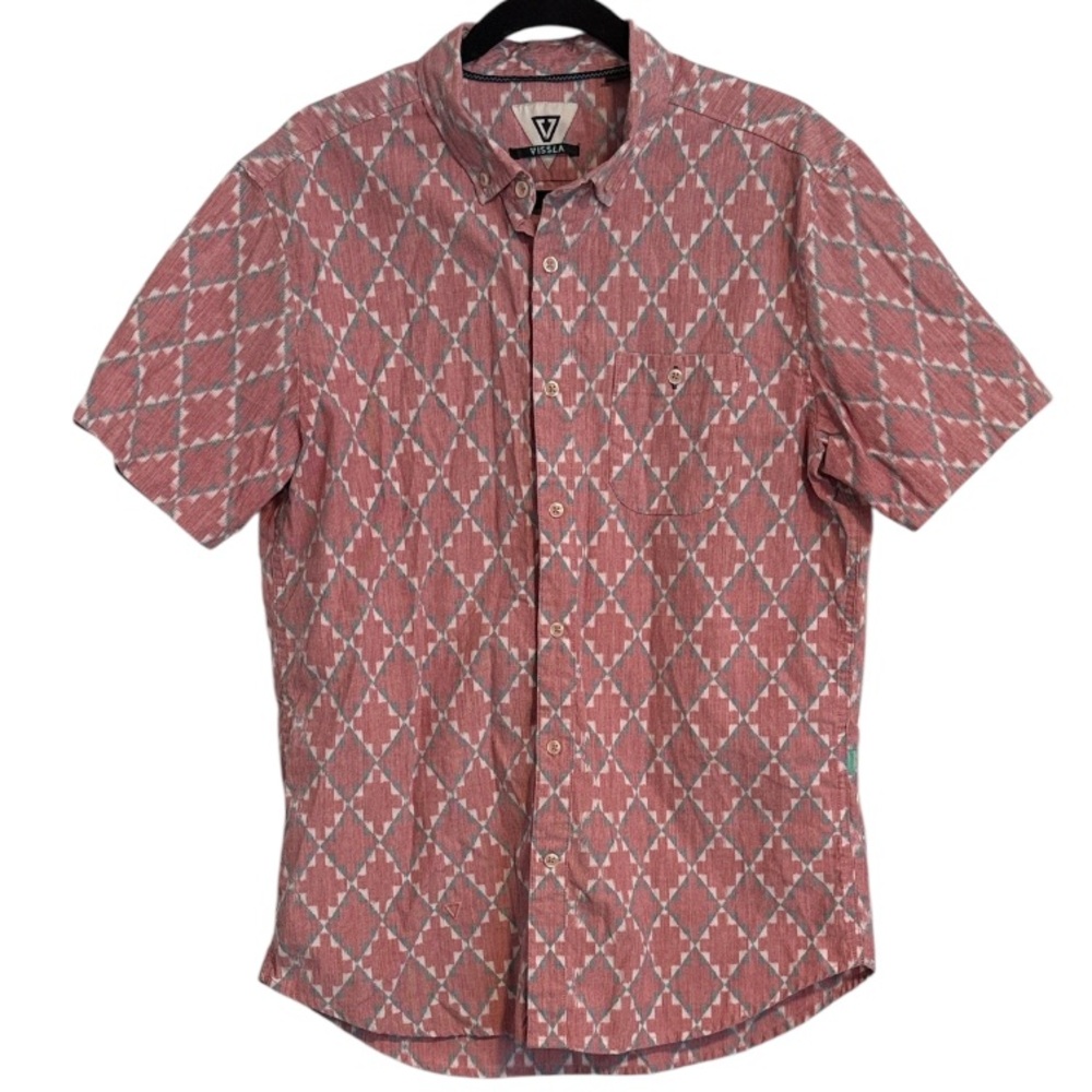 Vissla Diamond Patterned Short Sleeve Button Down Shirt
